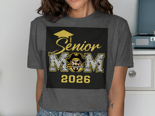 Jen Peete Designs Clothing T-shirts Customizable Senior Mom 2026 Band Graphic T-Shirt