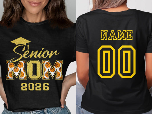 Jen Peete Designs Clothing T-shirts Customizable Senior Mom 2026 Basketball Graphic Tee