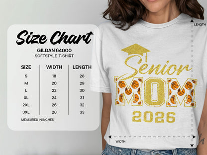 Jen Peete Designs Clothing T-shirts Customizable Senior Mom 2026 Basketball Graphic Tee