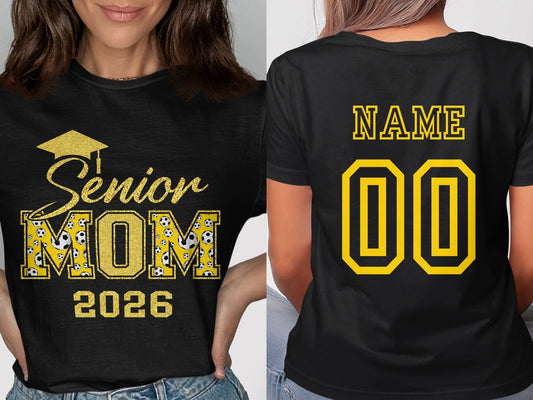 Jen Peete Designs Clothing T-shirts Customizable Senior Mom 2026 Soccer Graphic T-Shirt