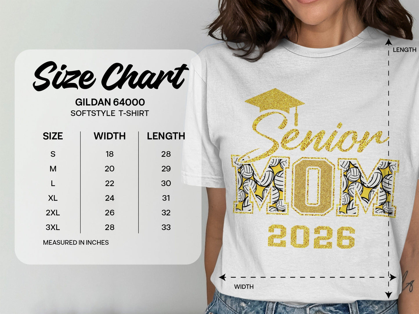 Jen Peete Designs Clothing T-shirts Customizable Senior Mom 2026 Volleyball Graphic Tee