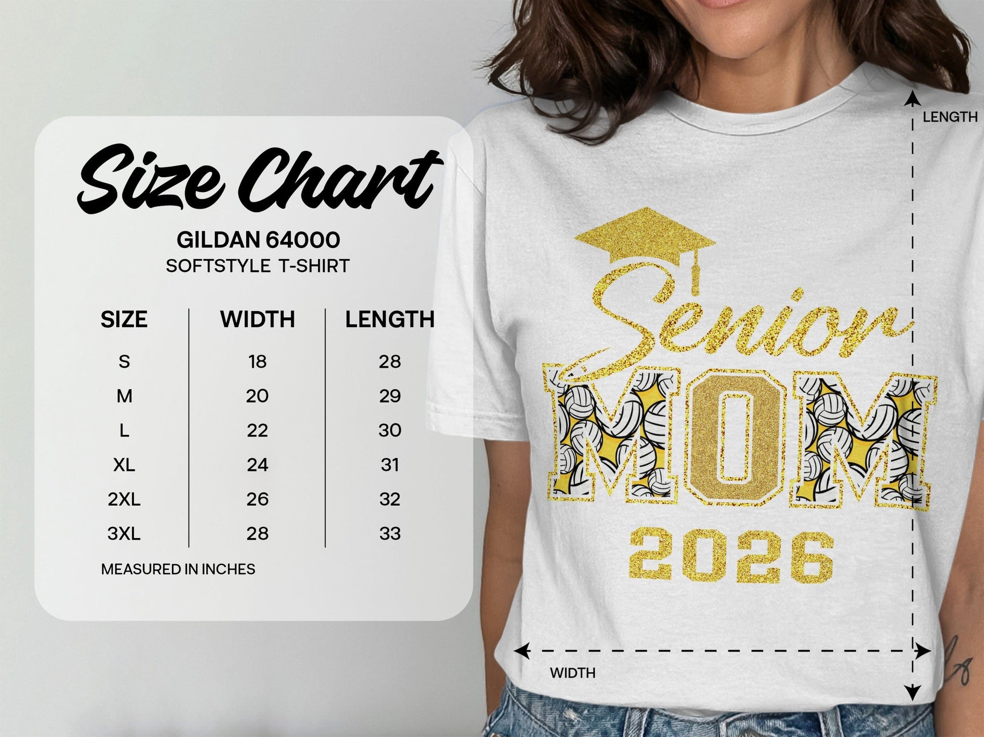 Jen Peete Designs Clothing T-shirts Customizable Senior Mom 2026 Volleyball Graphic Tee