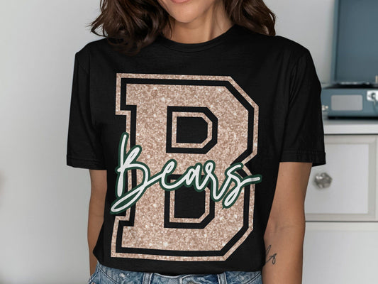 Jen Peete Designs Clothing T-shirts Glitter Bears Mascot Spirit T-Shirt