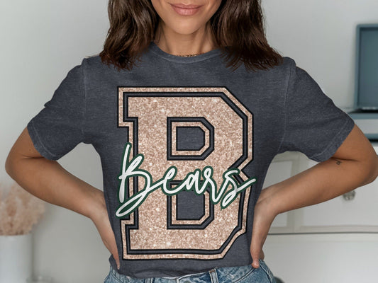 Jen Peete Designs Clothing T-shirts Glitter Bears Mascot Spirit T-Shirt
