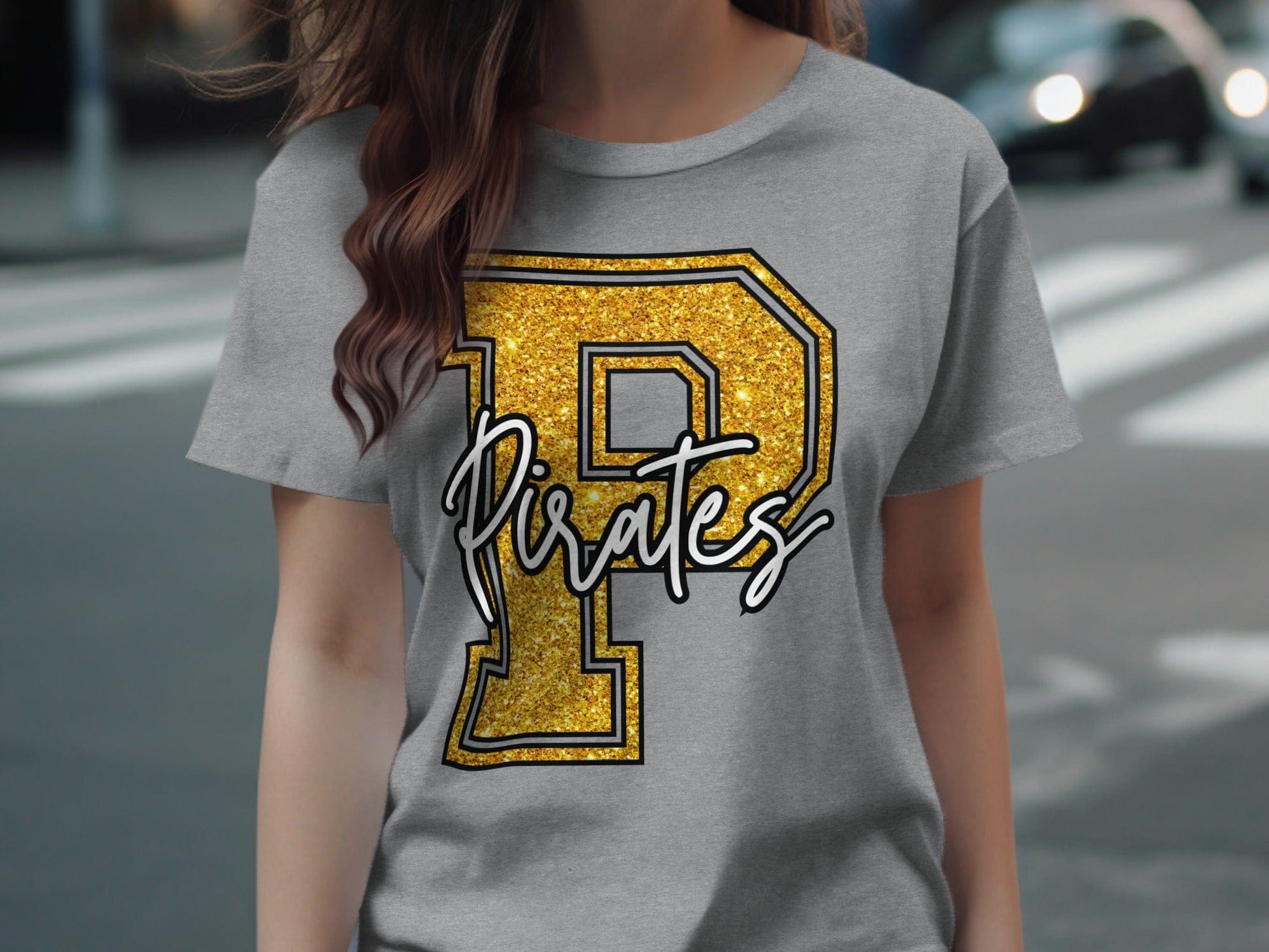 Jen Peete Designs Clothing T-shirts Glitter Pirate Mascot Spirit T-Shirt