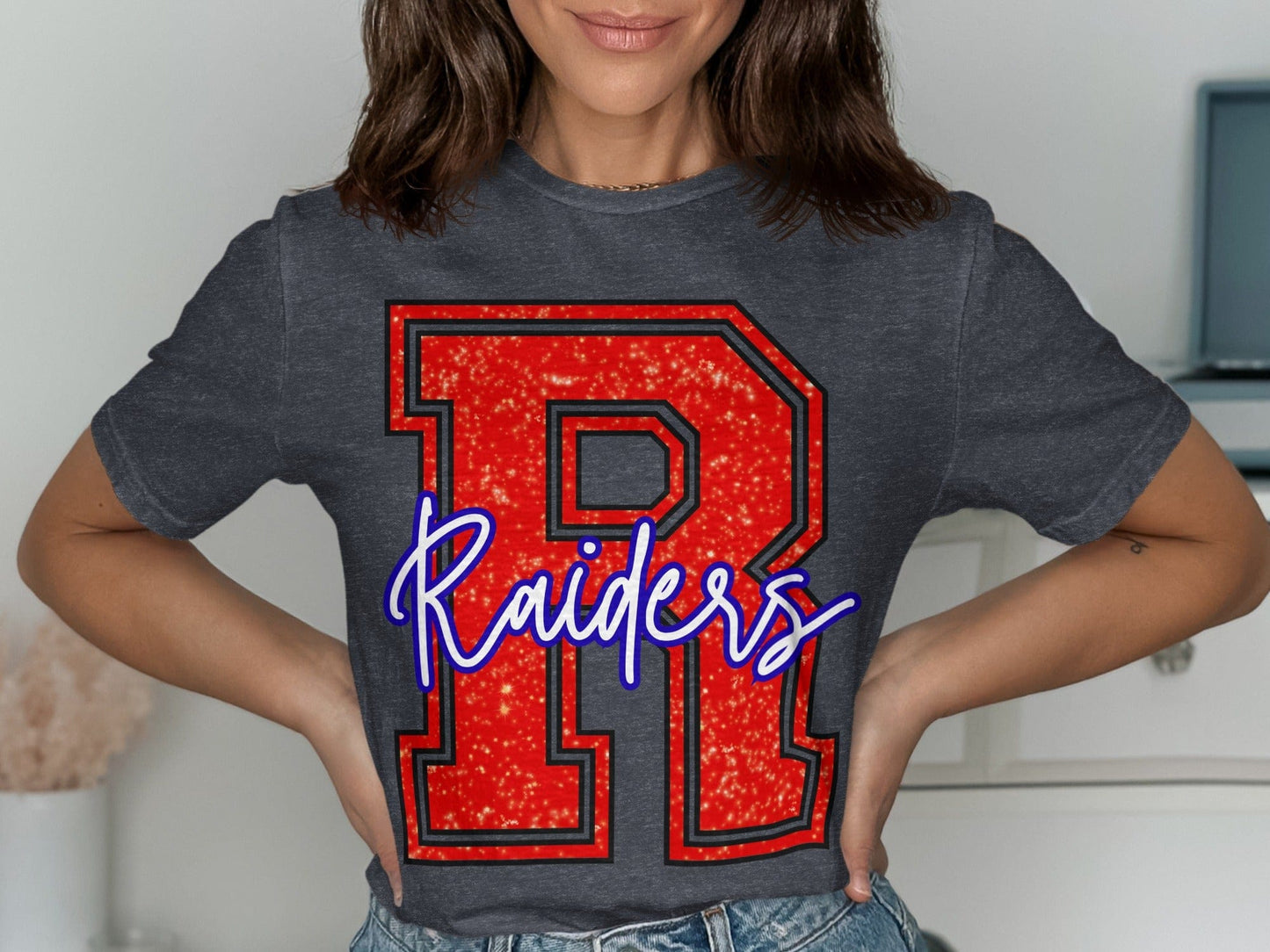 Jen Peete Designs Clothing T-shirts Glitter Raiders Mascot Spirit T-Shirt