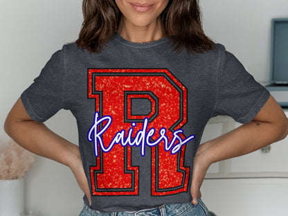 Jen Peete Designs Clothing T-shirts Glitter Raiders Mascot Spirit T-Shirt