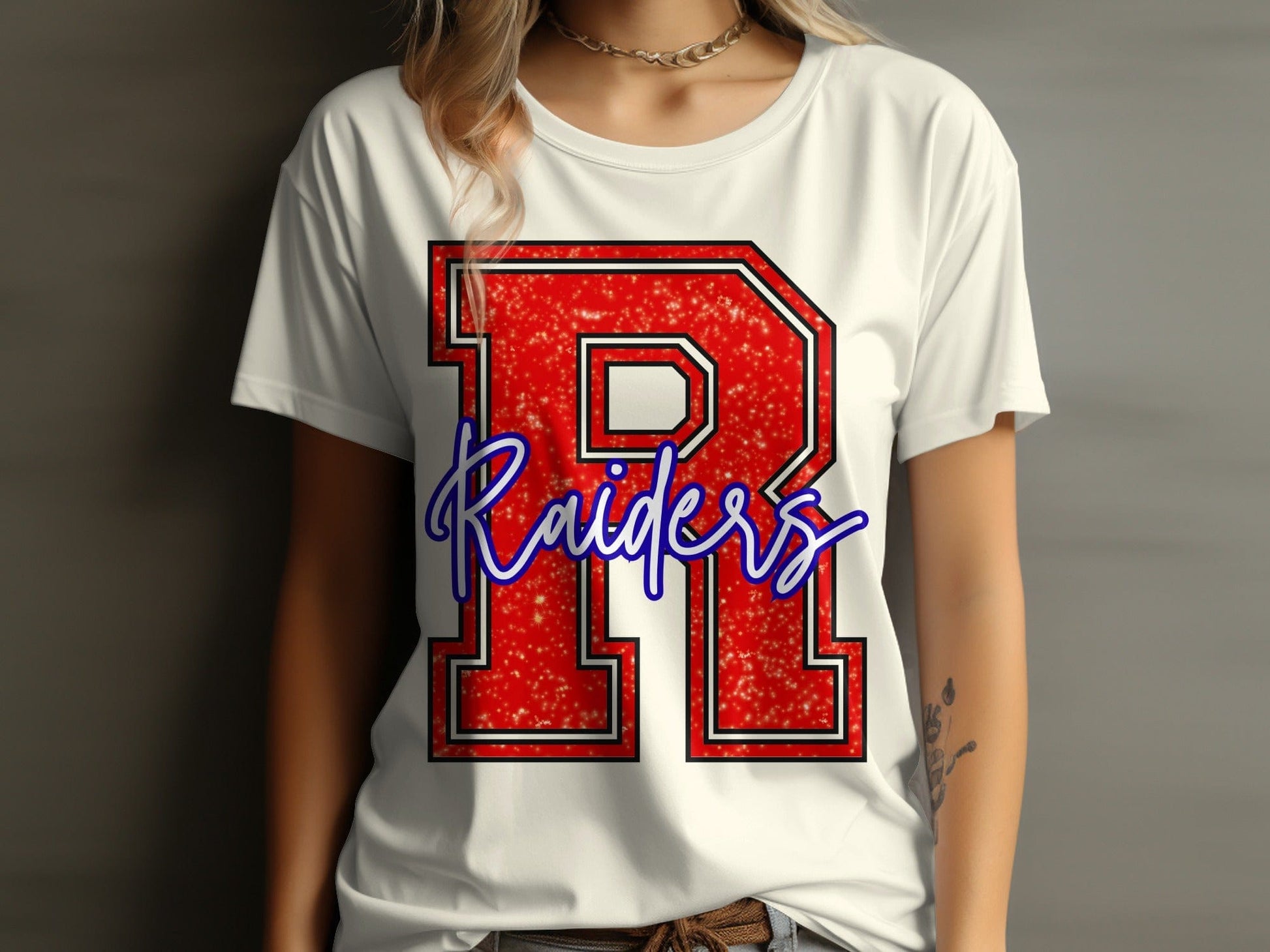 Jen Peete Designs Clothing T-shirts Glitter Raiders Mascot Spirit T-Shirt