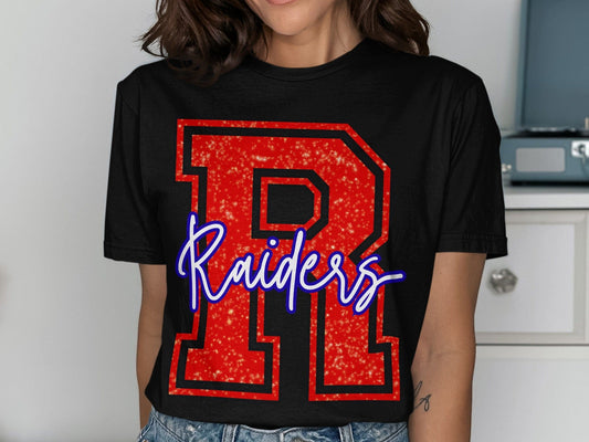 Jen Peete Designs Clothing T-shirts Glitter Raiders Mascot Spirit T-Shirt
