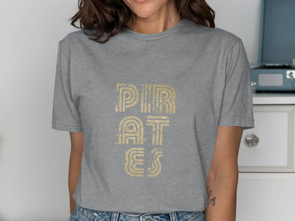 Jen Peete Designs Clothing T-shirts Gold Distressed Pirates Spirit Shirt