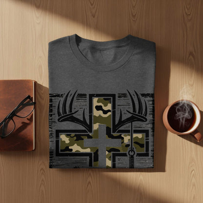 Jen Peete Designs Clothing T-shirts Hunting Fishing Camouflage Pattern Cross T-Shirts