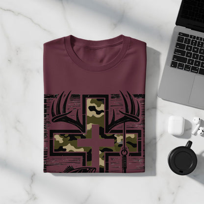 Jen Peete Designs Clothing T-shirts Hunting Fishing Camouflage Pattern Cross T-Shirts