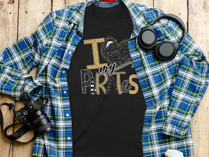 Jen Peete Designs Clothing T-shirts I Love My Pirates Black Gold Team Spirit Shirt