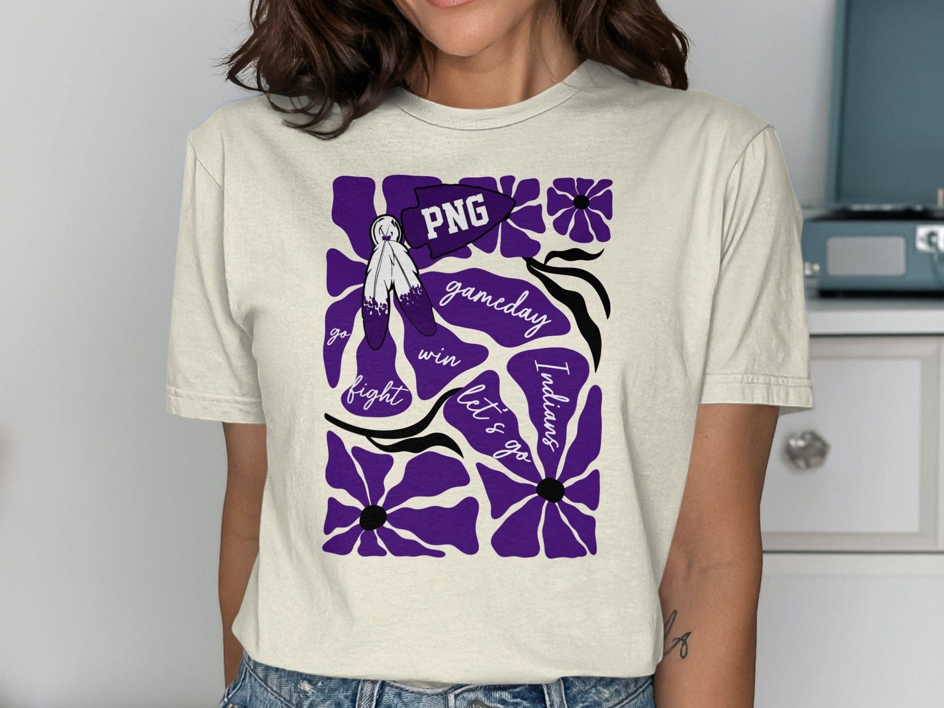 Jen Peete Designs Clothing T-shirts Indians Gameday Spirit T-Shirt