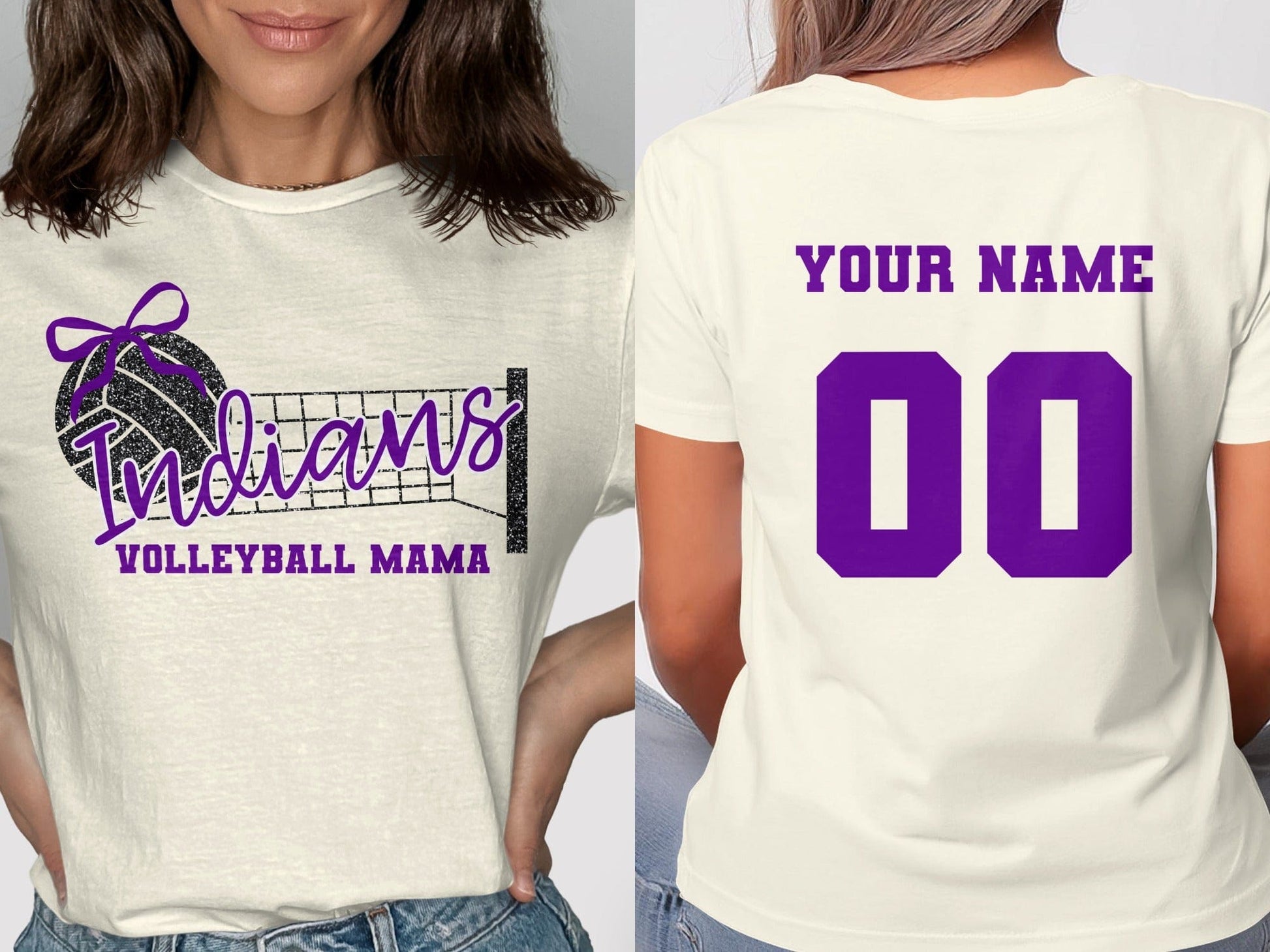 Jen Peete Designs Clothing T-shirts Indians Glitter Volleyball Mama Spirit Shirt