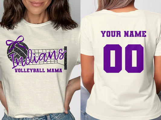Jen Peete Designs Clothing T-shirts Indians Glitter Volleyball Mama Spirit Shirt