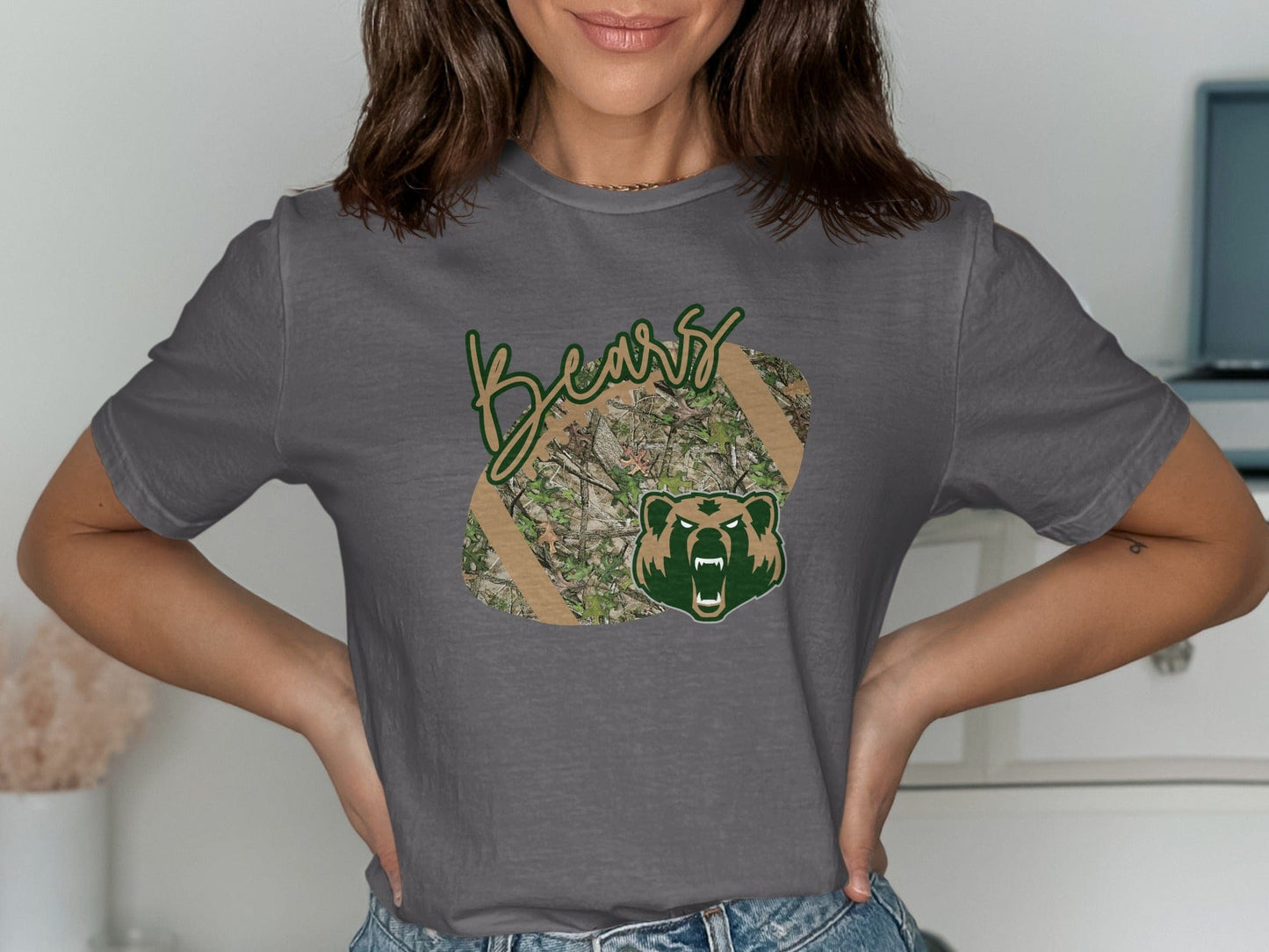 Jen Peete Designs Clothing T-shirts LCM Bears Camouflage Football Graphic T-Shirt