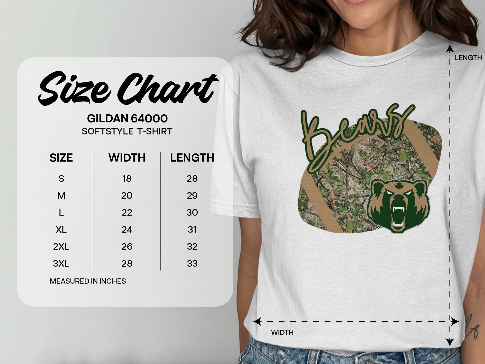 Jen Peete Designs Clothing T-shirts LCM Bears Camouflage Football Graphic T-Shirt