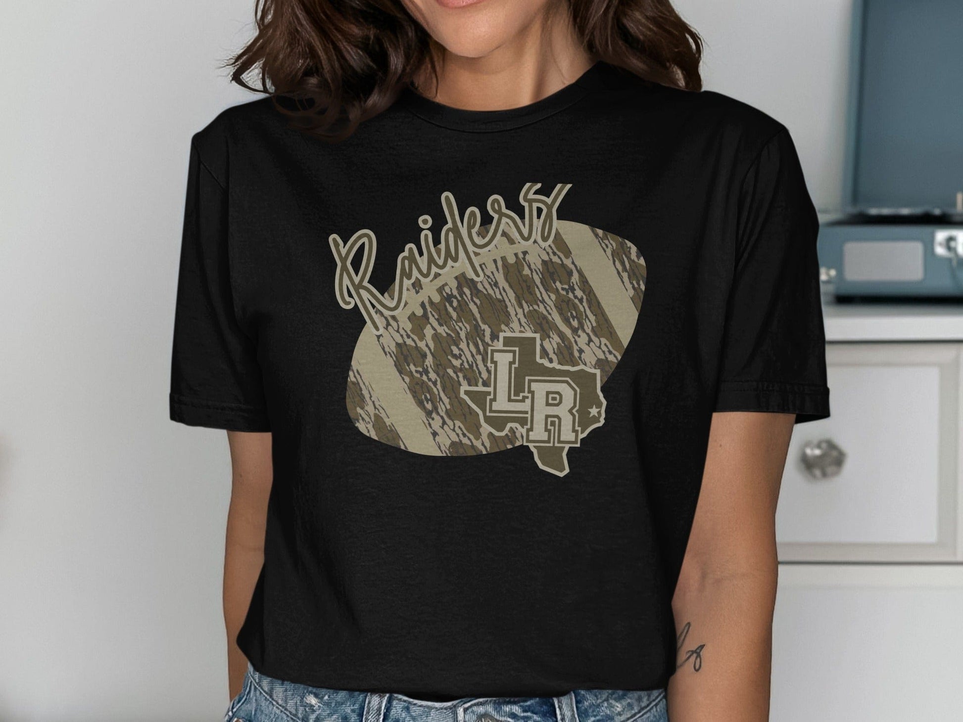 Jen Peete Designs Clothing T-shirts Lumberton Raiders Camouflage Football Graphic T-Shirt