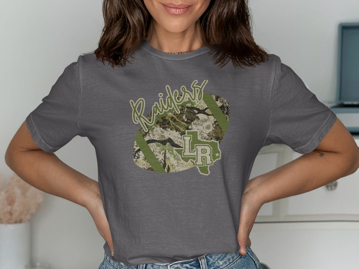 Jen Peete Designs Clothing T-shirts Lumberton Raiders Camouflage Football Graphic T-Shirt