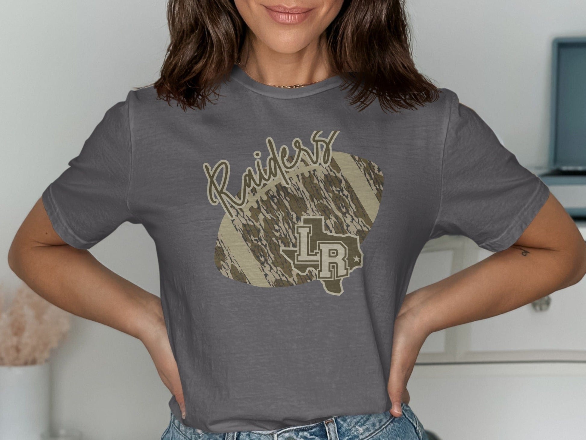 Jen Peete Designs Clothing T-shirts Lumberton Raiders Camouflage Football Graphic T-Shirt