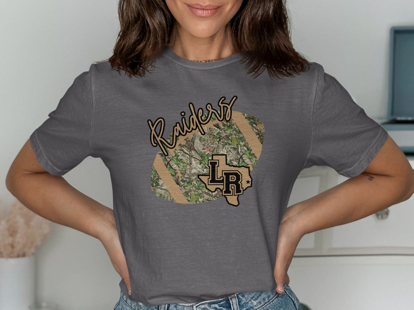 Jen Peete Designs Clothing T-shirts Lumberton Raiders Camouflage Football Graphic T-Shirt