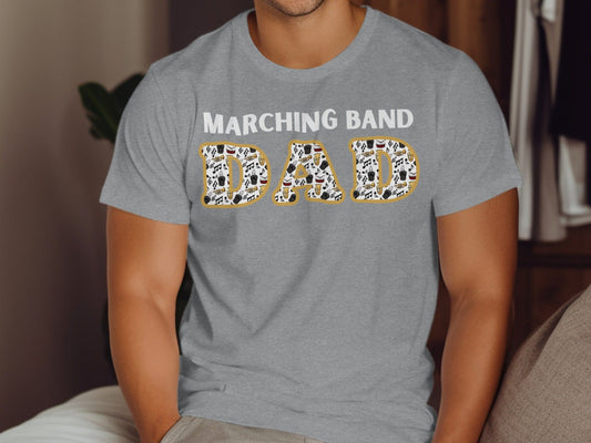 Jen Peete Designs Clothing T-shirts Marching "Band Dad" | w/ Instruments Pattern T-Shirt