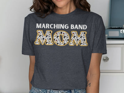 Jen Peete Designs Clothing T-shirts Marching Band Mom with Musical Instruments T-Shirts