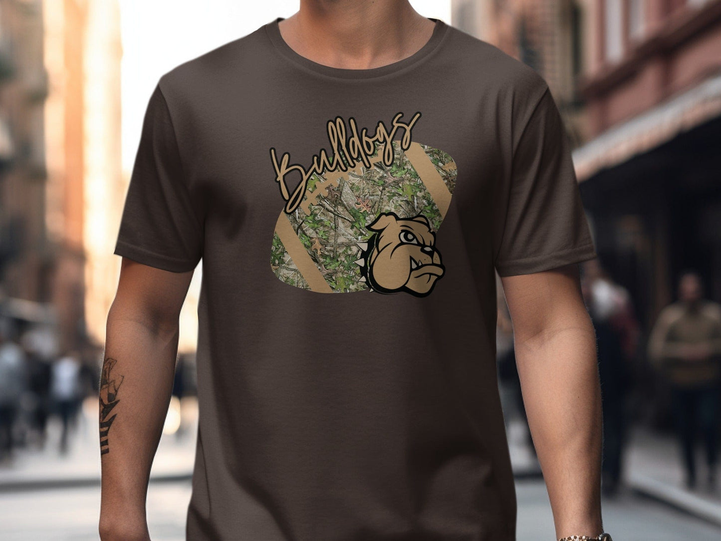 Jen Peete Designs Clothing T-shirts Nederland Bulldogs Camouflage Football Graphic T-Shirt