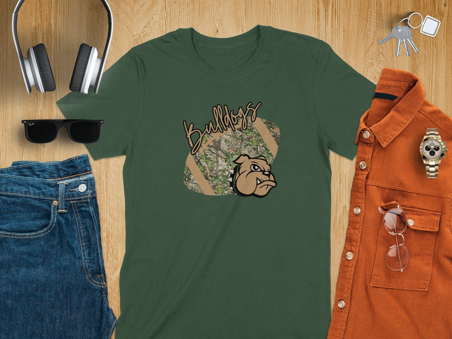 Jen Peete Designs Clothing T-shirts Nederland Bulldogs Camouflage Football Graphic T-Shirt
