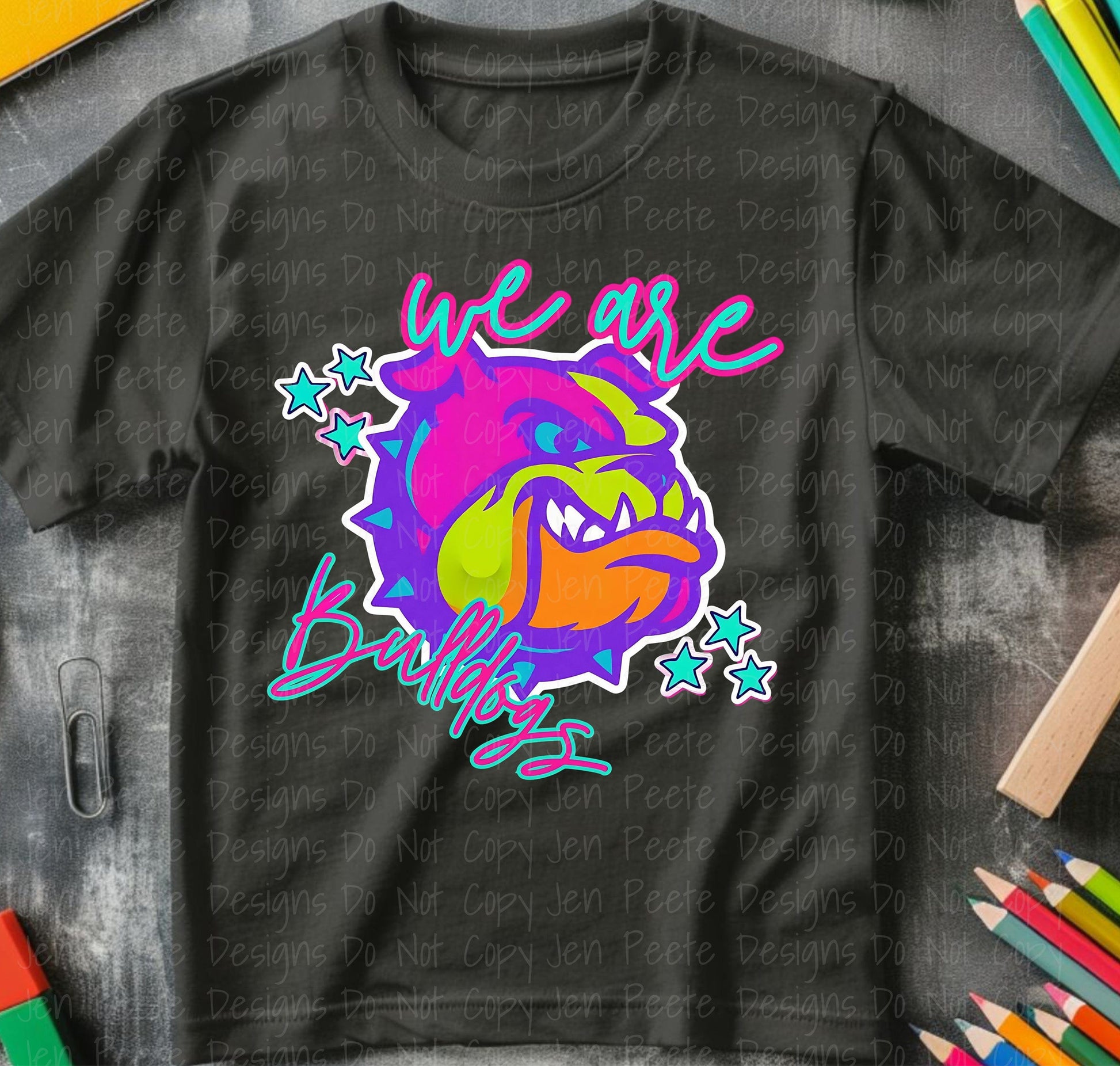 Jen Peete Designs Clothing T-shirts Neon School Mascot | Bulldogs | Tees, Hoodies, Sweatshirts