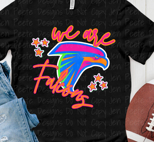 Jen Peete Designs Clothing T-shirts Neon School Mascot-Falcons