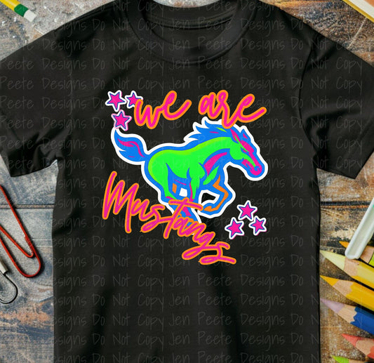 Jen Peete Designs Clothing T-shirts Neon School Mascot | Mustangs | Tees, Hoodies, Sweatshirts