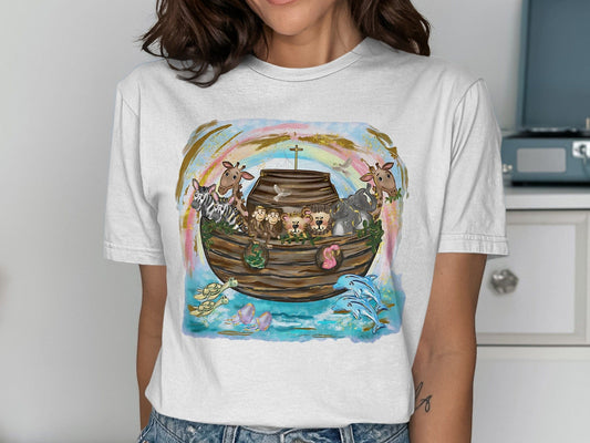Jen Peete Designs Clothing T-shirts Noahs Ark Animals on The Sea Graphic T-Shirts