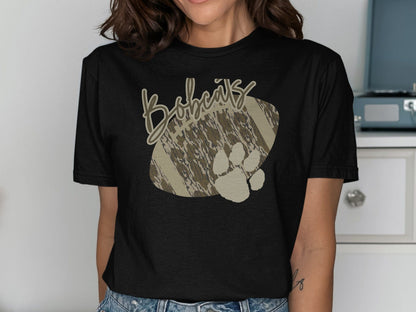 Jen Peete Designs Clothing T-shirts Orangefield Bobcats Camouflage Football Graphic T-Shirt