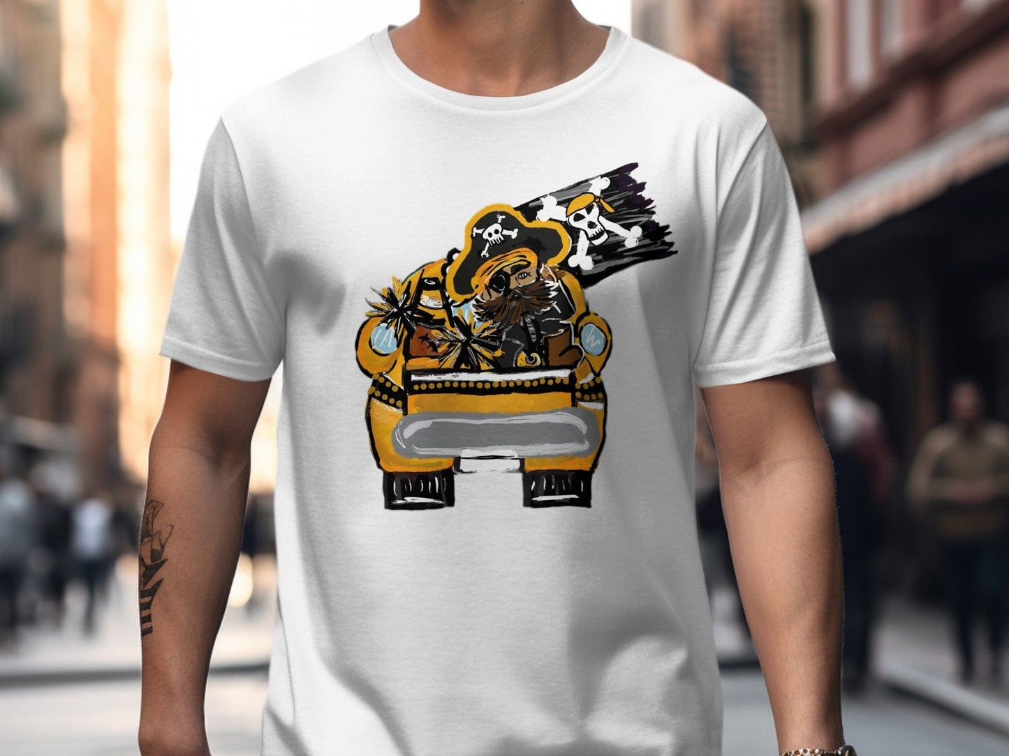 Jen Peete Designs Clothing T-shirts Pirate In A Car Unique Design T-Shirt
