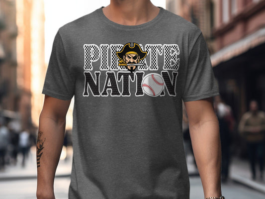 Jen Peete Designs Clothing T-shirts Pirate Nation with Baseball Graphic T-Shirt