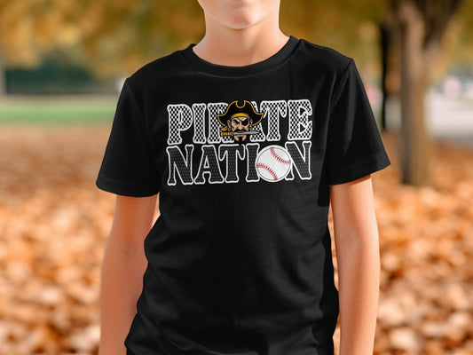 Jen Peete Designs Clothing T-shirts Pirate Nation with Baseball Graphic T-Shirt