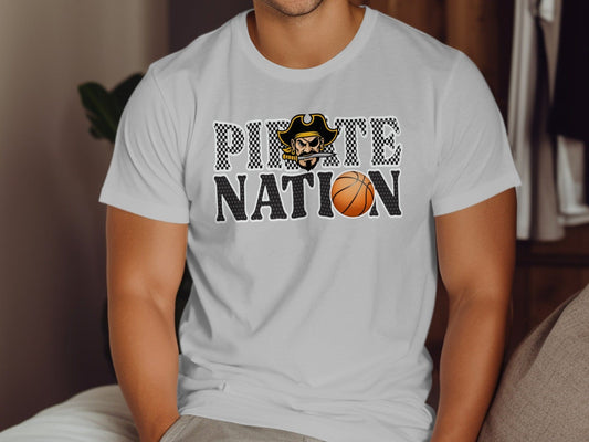 Jen Peete Designs Clothing T-shirts Pirate Nation with Basketball Graphic T-Shirt