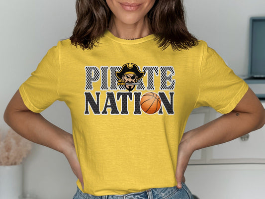 Jen Peete Designs Clothing T-shirts Pirate Nation with Basketball Graphic T-Shirt
