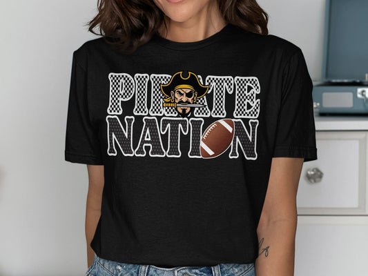 Jen Peete Designs Clothing T-shirts Pirate Nation with Football Graphic T-Shirt