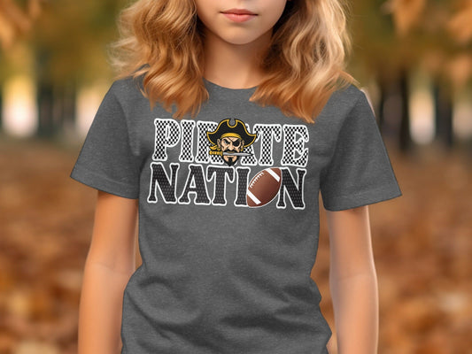 Jen Peete Designs Clothing T-shirts Pirate Nation with Football Graphic T-Shirt