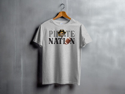 Jen Peete Designs Clothing T-shirts Pirate Nation with Football Graphic T-Shirt