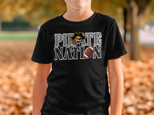 Jen Peete Designs Clothing T-shirts Pirate Nation with Football Graphic T-Shirt