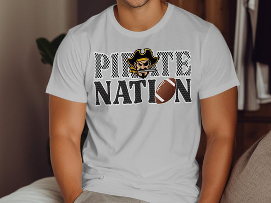 Jen Peete Designs Clothing T-shirts Pirate Nation with Football Graphic T-Shirt
