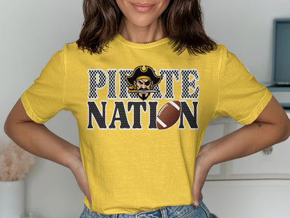 Jen Peete Designs Clothing T-shirts Pirate Nation with Football Graphic T-Shirt