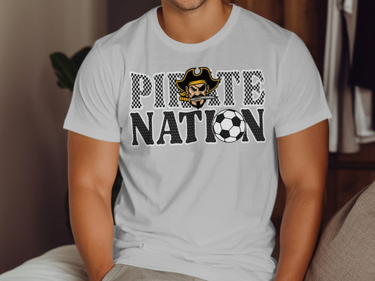 Jen Peete Designs Clothing T-shirts Pirate Nation with Soccer Ball Graphic T-Shirt