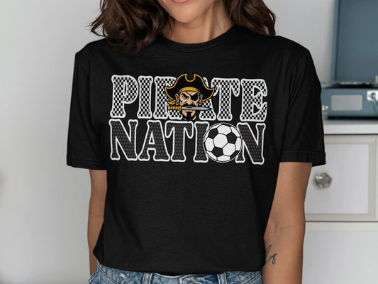 Jen Peete Designs Clothing T-shirts Pirate Nation with Soccer Ball Graphic T-Shirt