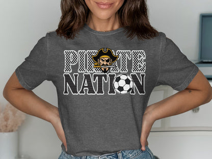 Jen Peete Designs Clothing T-shirts Pirate Nation with Soccer Ball Graphic T-Shirt