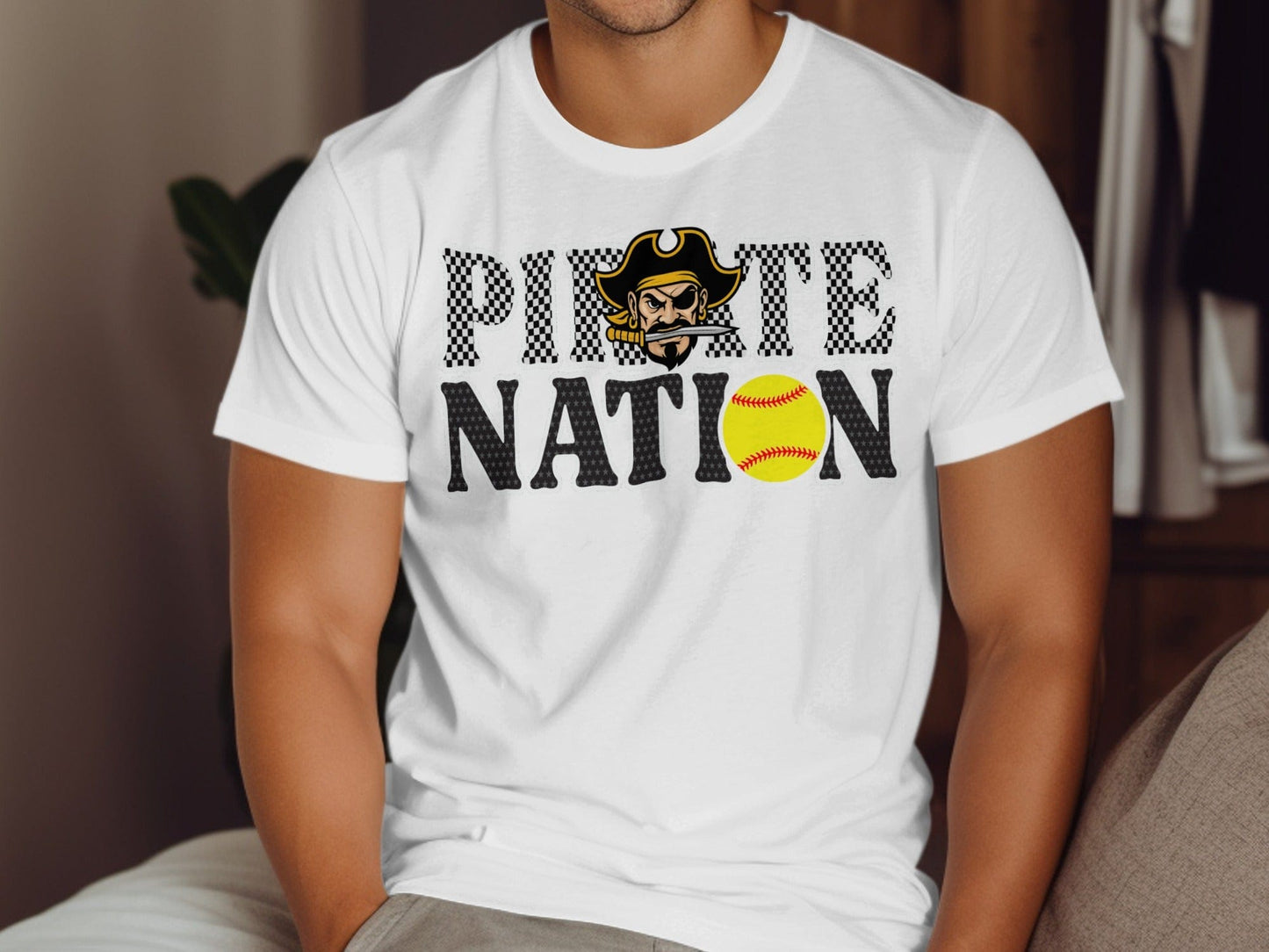 Jen Peete Designs Clothing T-shirts Pirate Nation with Softball Graphic T-Shirt
